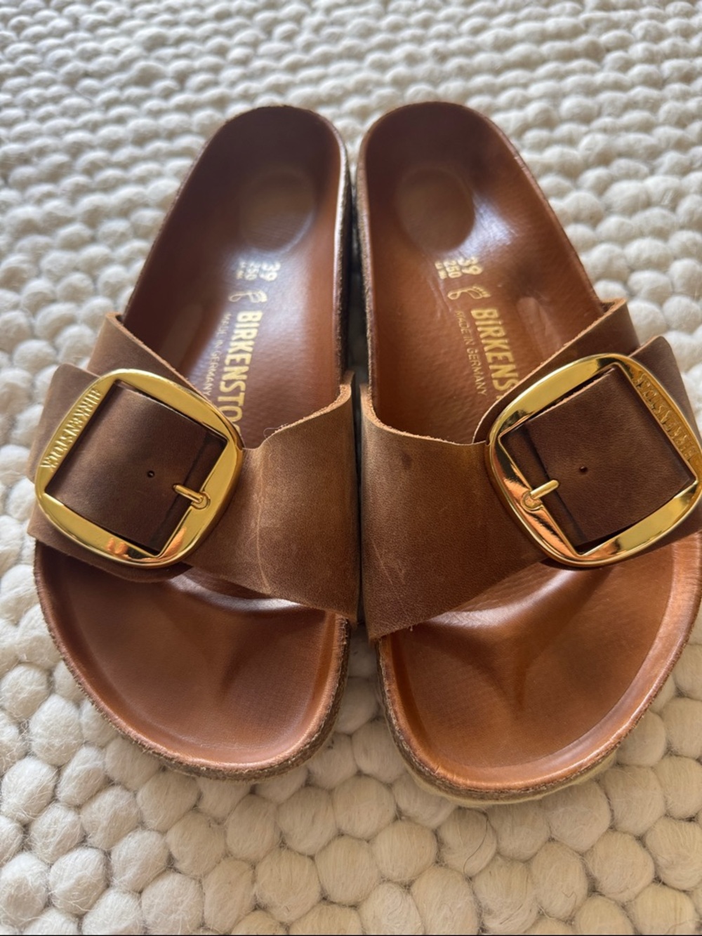 Birkenstock Women's Madrid Big Buckle - Cognac/Gold